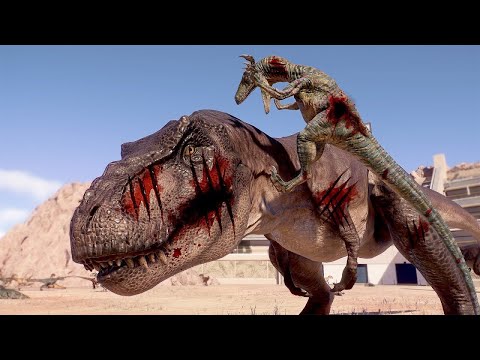 ALL LARGE CARNIVORE vs 50x RAPTORS DINOSAURS BATTLE - Jurassic World Evolution 2