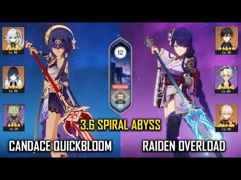 【GI】C1 Candace Quickbloom and C0 Raiden Overload- 3.6 Spiral Abyss Phase 2 - Floor 12 9 Stars