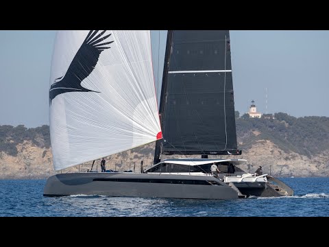 The Gunboat 68 #1 during its very first sea trials outside of Hyères, France