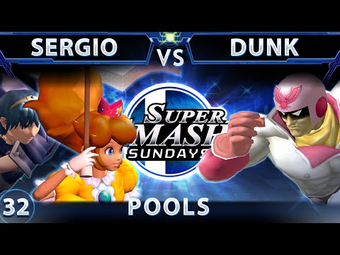 SSS 32 - MIOM Dunk (Falcon) Vs. Sergio (Marth, Peach) SSBM - Pools - Smash Melee