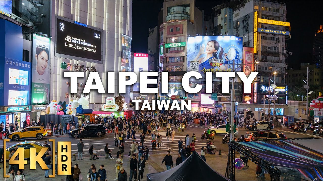 Immersive street-level walking tour through Taipei Ximending, Taiwan, showcasing authentic urban landscapes, local architecture, and the vibrant atmosphere of the city's neighborhoods