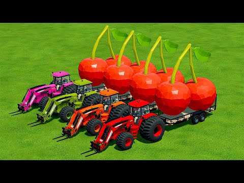 TRANSPORT GIANT CHERRY WITH JOHN DEERE TRACTORS - Farming Simulator 22