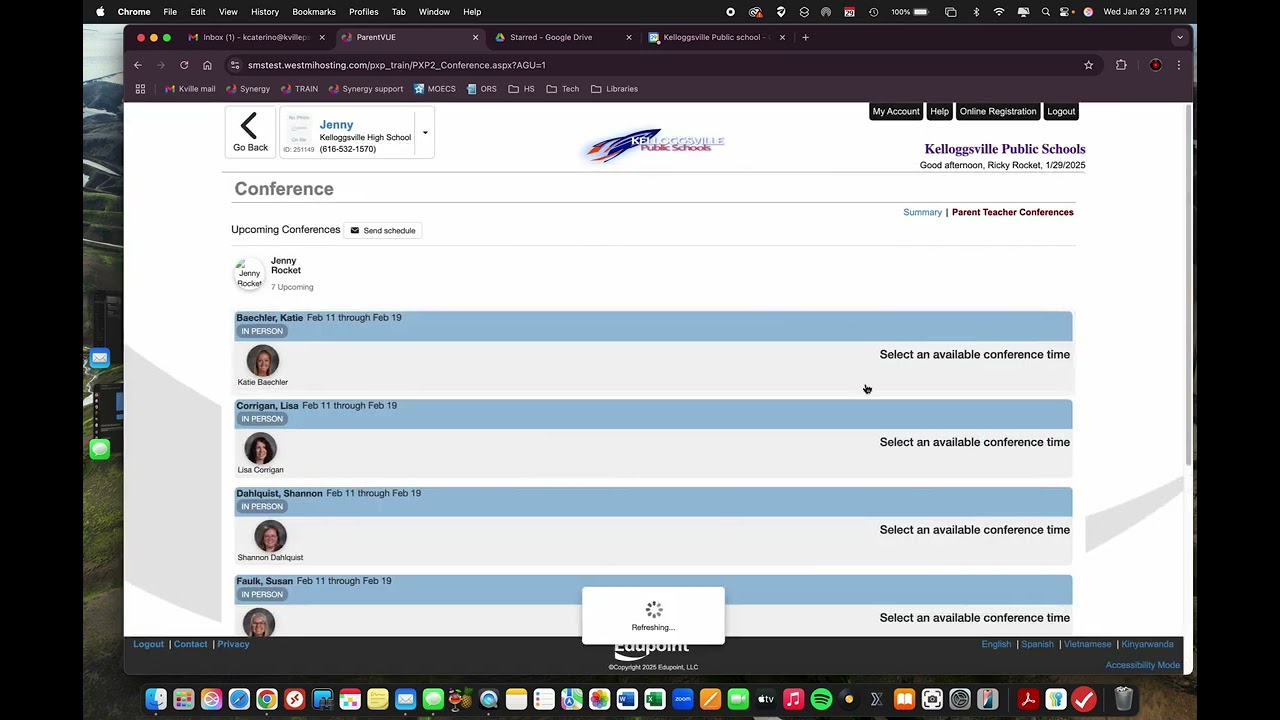ParentVUE: Scheduling KHS Parent Teacher Conferences