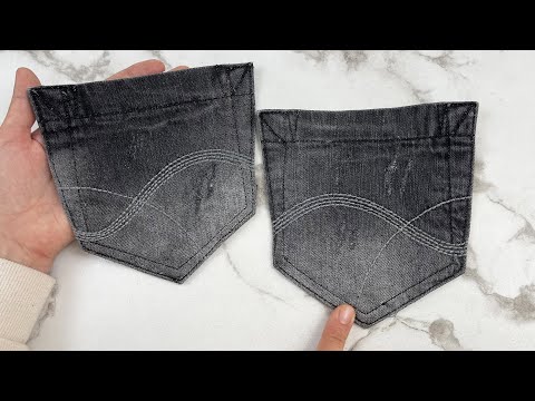 The pockets of old jeans are turned into a work of art! Beautiful sewing