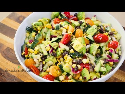 Avocado Cucumber Corn Tomato Salad - Quick and Easy Salad recipe