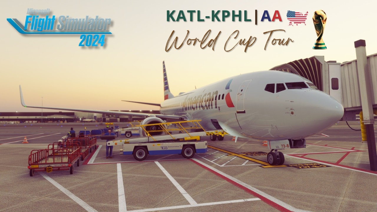 MSFS2024 | SUNSET TAKE OFF |  Atlanta to Philadelphia | B737-8 (PMDG) AAL |