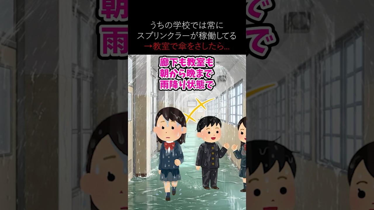うちの学校では常にスプリンクラーが稼働してる→教室で傘をさしたら… #2ch #ホラー