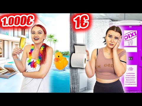 1 Tag lang LUXUS vs BILLIG ZIMMER leben !🏡💶 - Celina