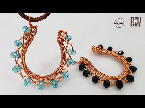 Horseshoe pendant with small crystal - How to make handmade jewelry 490