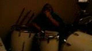 Crazy Moo-moo Tribal Girl Banging On Drums