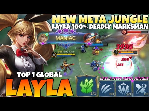 MANIAC! BRUTAL DAMAGE NEW META LAYLA + EMBLEM JUNGLE = 100% BROKEN MM | TOP 1 GLOBAL LAYLA | MLBB