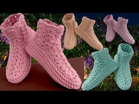 How to Make Easy Crochet Shoes Cute Adult Slippers All Sizes