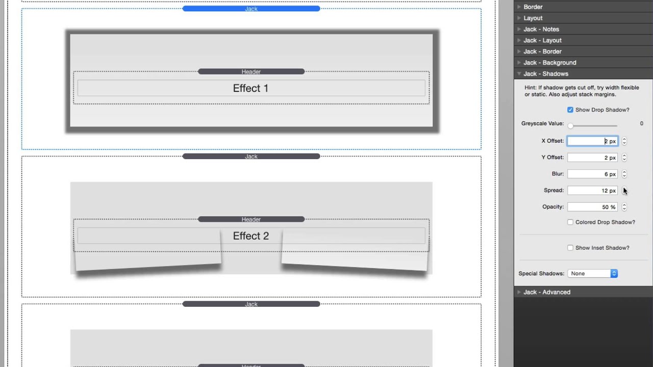 Shadows with Jack for RapidWeaver