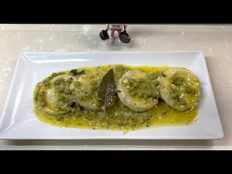 MERLUZA EN SALSA DE AZAFRÁN Y GUISANTES