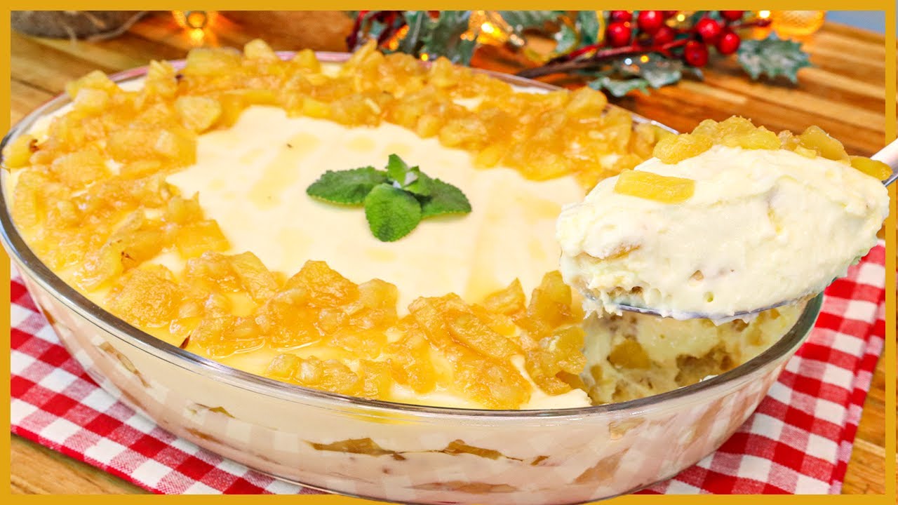 A SOBREMESA MAIS FÁCIL PARA O NATAL - DELICIA DE ABACAXI - CREME DIVINO - SUPER FÁCIL