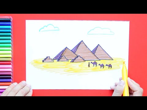 How to draw the Great Pyramids, Giza, Egypt