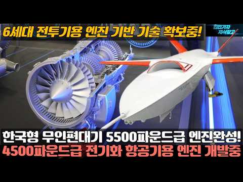 한국형 무인편대기용 5500파운드급 엔진 완성! 4500파운드급 전기화 항공기용 엔진 개발중! 6세대 전투기용 엔진 기반기술 확보