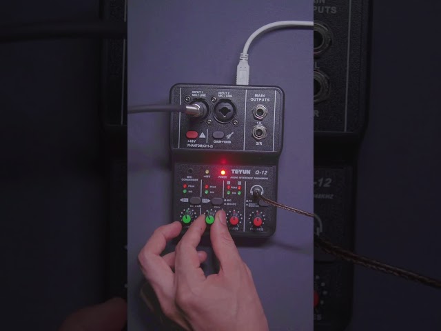 Vídeo relacionado con BOMGE Interfaz de audio USB M12, mezclador de 2 canales, entrada XLR/3.5 mm, fuente de alimentación de 48 V, tarjeta de sonido para grabación de PC, estudio, espectáculo en vivo, karaoke, Plug & Play