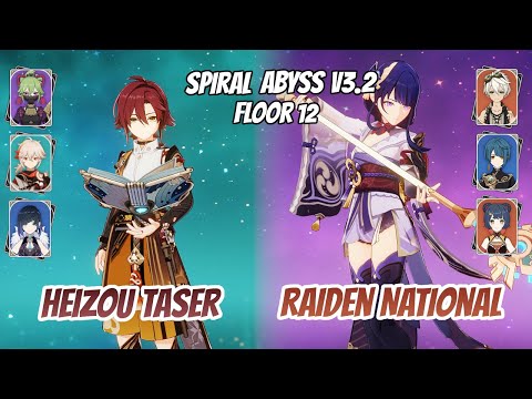 Heizou Double Anemo Taser & Raiden National Abyss v3.2 Floor 12 (9 Stars) | Genshin Impact