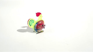 Plechový kohoutek na klíček - s plastovým zobáčkem a ocáskem