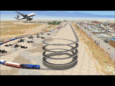 High Speed Train Vs Impossible Weird Spiral Upward Rail Tracks | Train Simulator 2023 | BeamNG.Drive
