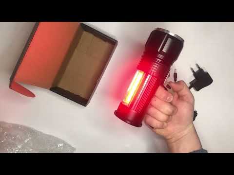 Потужний ліхтар Bailong S912XPE+COB, ліхтар з підсвічуванням white+red, ліхтар ручний з ручкою Чорний - фото 1 - id-p1834836170