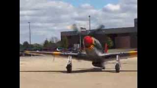 Red Tail  Squadron P51C taxi and shutdown   at  at Chanute Air Museum,  Rantoul Illinois 9/2013