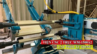 Máy tiện gỗ cnc 2 trục chính - Làm 2 sản phẩm năng suất gấp đôi | WM-1500A2
