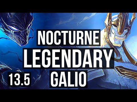 NOCTURNE vs GALIO (MID) | 13/0/4, Legendary, 1.7M mastery, 500+ games | KR Master | 13.5