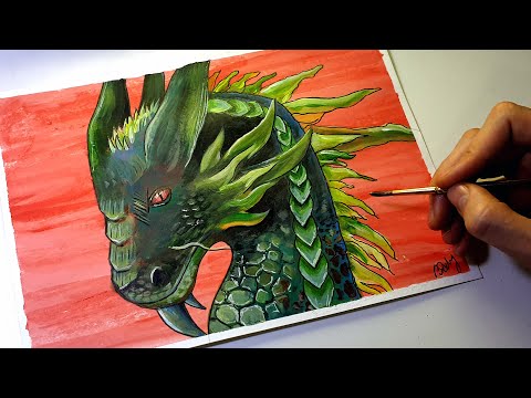 Easy Dragon Painting - Acrylic Colors