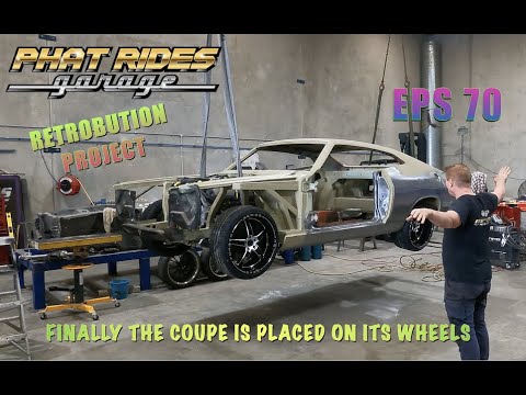 EPS70 Retrobution Lands , we lift the coupe off the stands and put it on its wheels - coyote mustang