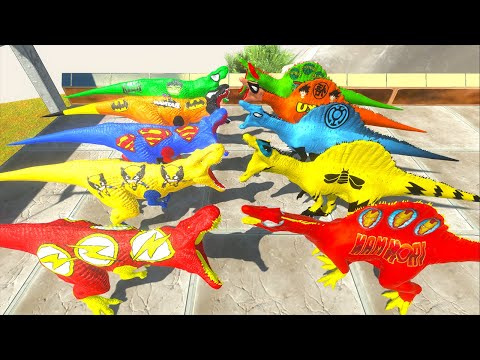 5 T-rex Hero Vs 5 Spino Dc Comics Jurassic World Evolution Dinosaur Hunting Dinosaurs Race Champions