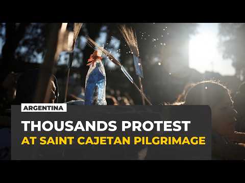 Argentines protest Milei's austerity during Saint Cajetan pilgrimage