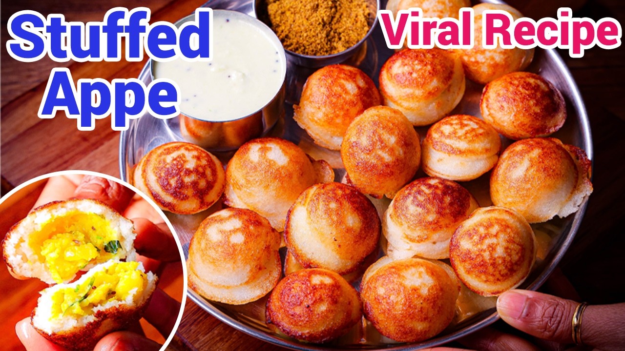 Stuffed Masala Appe  | Trending Rice Paddu Recipe - Street Style Stuffed Paddu at Home