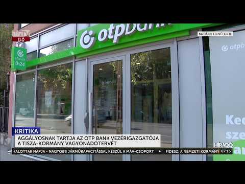 Aggályosnak tartja a Tisza-kormány vagyonadó-tervét az OTP vezérigazgatója - HírTV