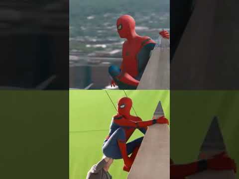 Reality of SpiderMan scenes shooting |  behind the scenes |  before VFX after VFX #shorts#spiderman