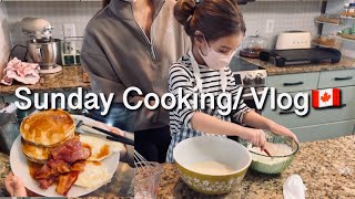 【カナダ暮らしと家庭料理🇨🇦】3月1日🎎日曜日のVlog/ 改良版ふわふわパンケーキ🥞レシピ/クリスピーチキンアルフレッドパスタ🍝