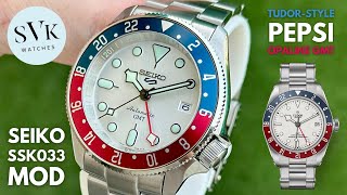 SSK033 Tudor Style Pepsi Opaline GMT Mod!