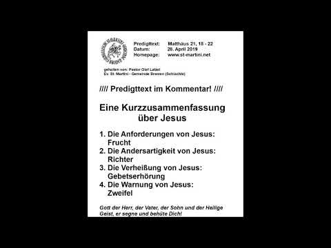 28.04.2019 - Eine Kurzzusammenfassung über Jesus