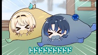 【手描き】BGM占いの館にて【火威青/風真いろは/大神ミオ/かっこいい願望/切り抜き漫画】