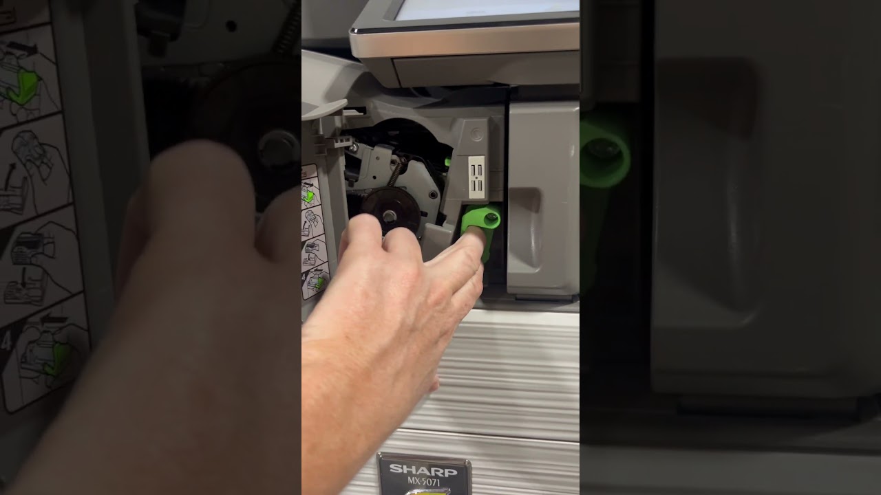 How to access internal finisher on sharp MX – 5070 and 6070, ￼and how to access staple cartridge