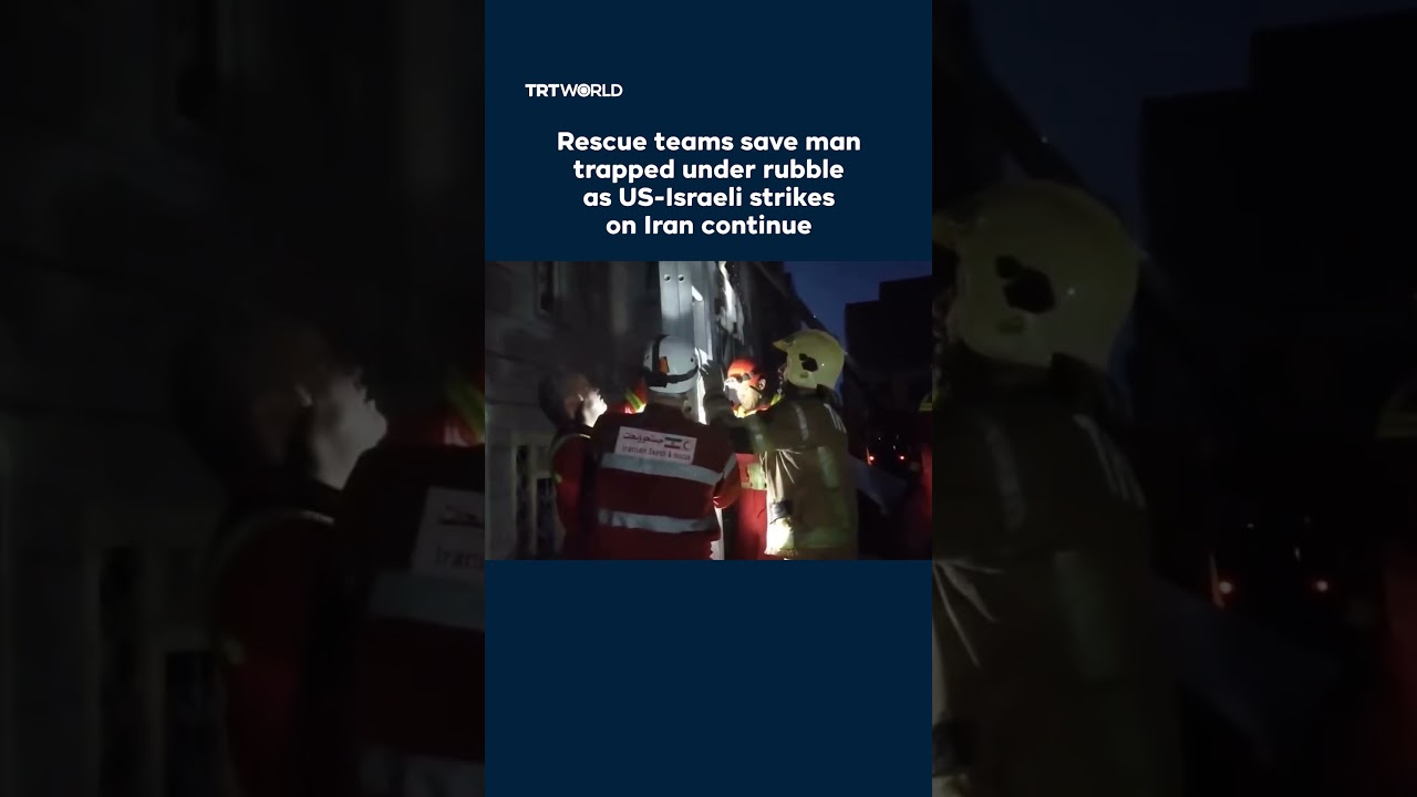 Video | Rescue teams save man trapped under rubble as US-Israeli strikes on Iran continue