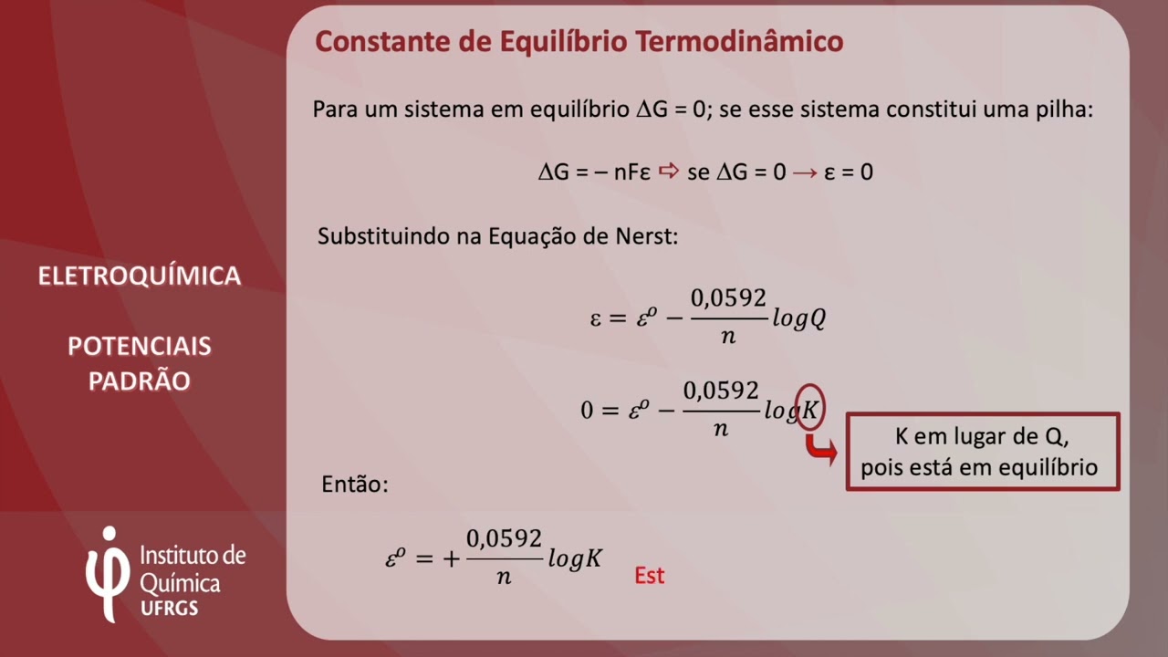 9 Eletroquímica Potenciais Padrão Eq Nerst