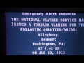 New Comcast Xfinity EAS Tornado Warning For Allegheny County July 10 2013