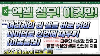 엑셀 이것만! 여러개의 빈 셀을 바로 위의 데이터로 한번에 채우기! 이동옵션에 대해 알아보기! 고유한 속성값 만들고 같은 속성의 셀을 한번에 지정하는 기능!