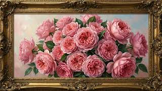 Pink Rose Bouquet Painting | Floral TV Art for Home Decor | Soft Romantic Ambience 2 Hours