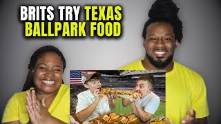 American Couple Reacts "Brits try Texas Ballpark food" (Jolly reaction)