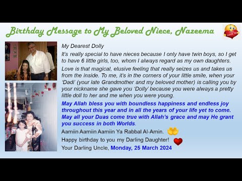 Happy Birthday Wishes for My Dearest Daughter Nazeema Jai on 25 March 2024