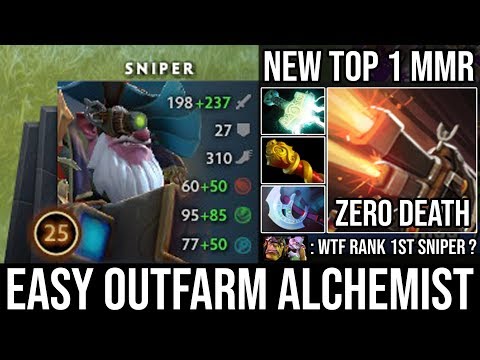 NEW World Top 1 MMR Sniper | WTF 100% Free Hit & Outfarm Alchemist Deleted ALL with Zero Death DotA2