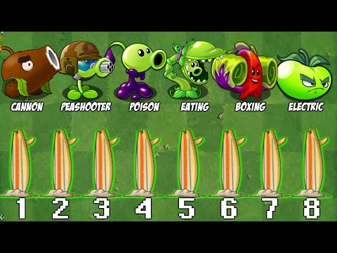 PvZ 2 Challenge! - How Many Plants Can Defeat 8 Surfer Zombie Using Only 1 Plant Food ?